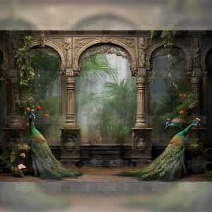 regal peacock archway – indian 3d palace wallpaper