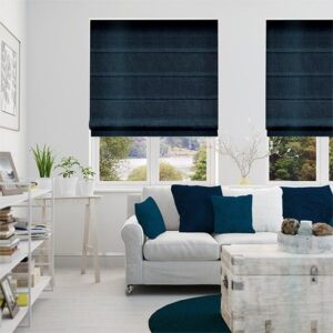 elegant charcoal blue roman blinds