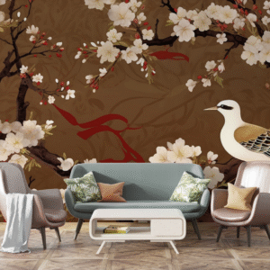 golden blossom chinoiserie wallpaper