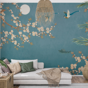 moonlit blossom garden wallpaper