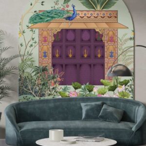 royal peacock palace mural wallpaper