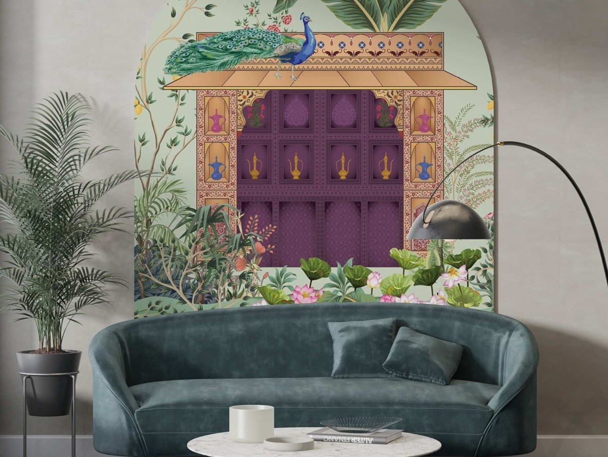 royal peacock palace mural wallpaper royal peacock palace mural wallpaper