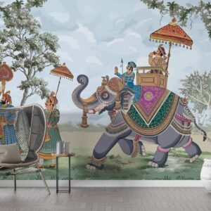 royal maharaja elephant procession heritage mural wallpaper