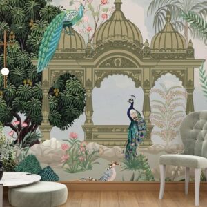 peacock pavilion royal garden mural wallpaper